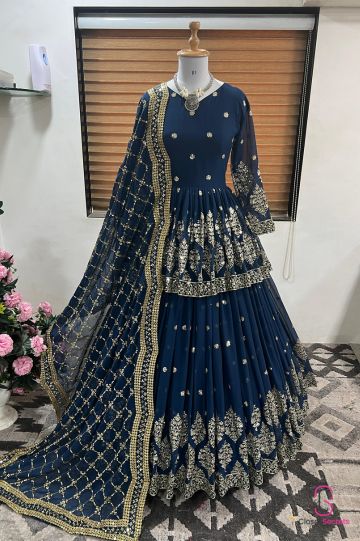 Faux georgette lehenga with sequence work | Closetsecrets