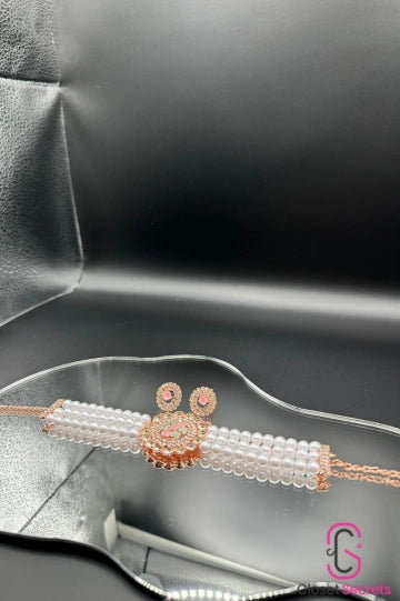 Rosegold Elegant Pearl Rhinestone Necklace NL 11 | Closetsecrets