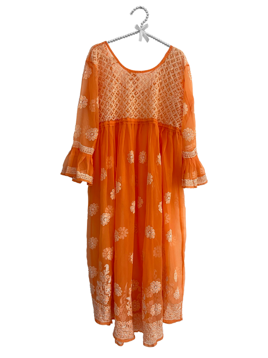 Georgette Full Length Kurti Orange