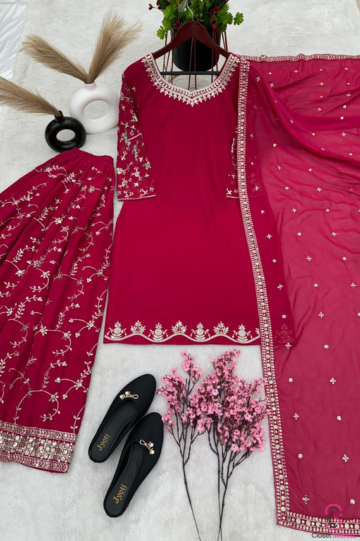 Party wear Top plazzo Red
