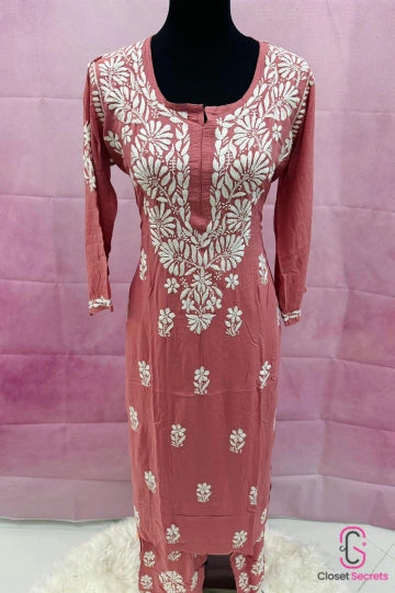 Viscose Georgette Solid 2pc Suit Set - Orange | Closetsecrets
