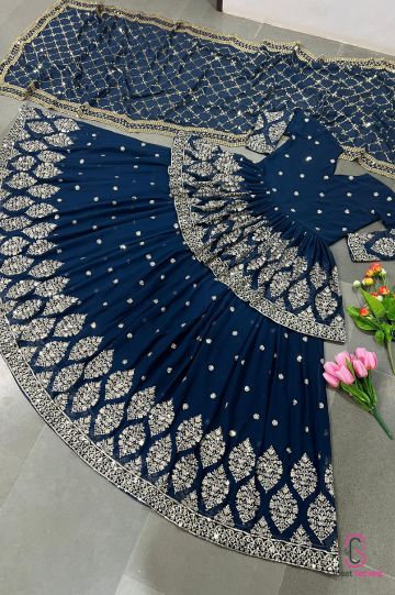 Faux georgette lehenga with sequence work | Closetsecrets