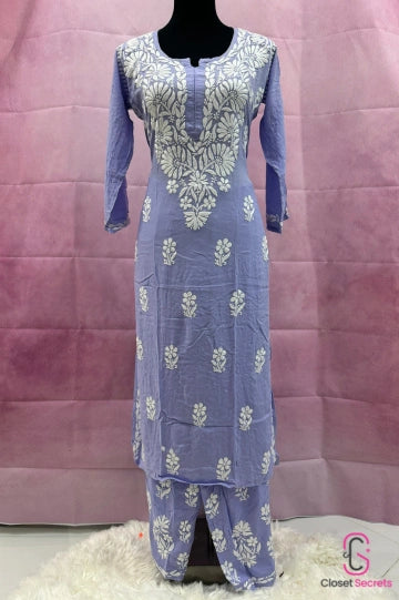 Viscose Georgette Solid 2pc Suit Set Lavender Closetsecrets