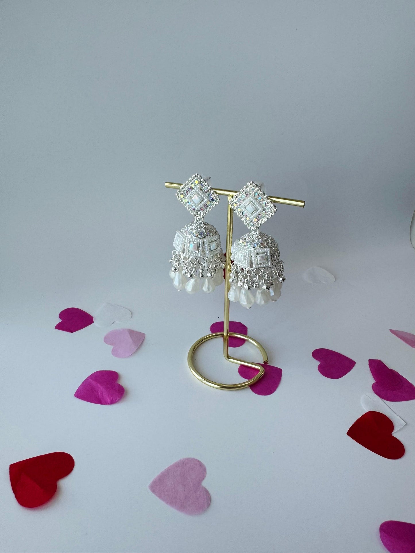 White Pearl Jhumka Earrings | Premium Ethnic Jewelry