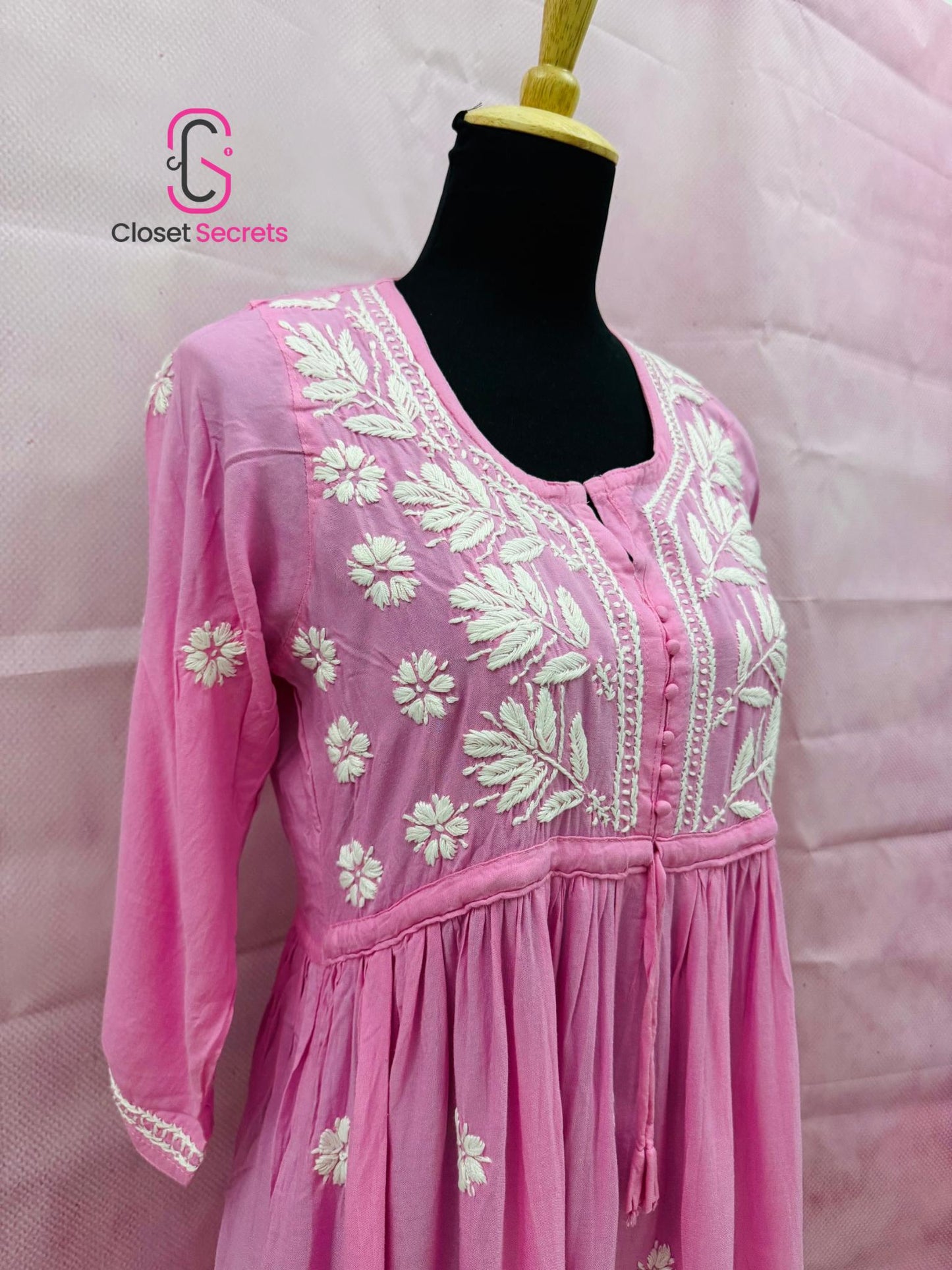 Mulmul Cotton Frock Kurti with Chikankari Embroidery