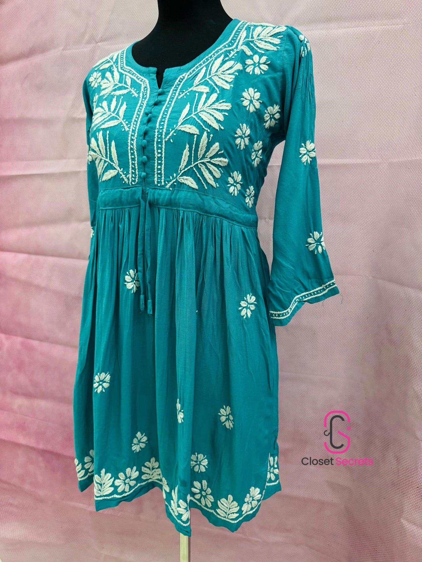 Mulmul Cotton Frock Kurti with Chikankari Embroidery