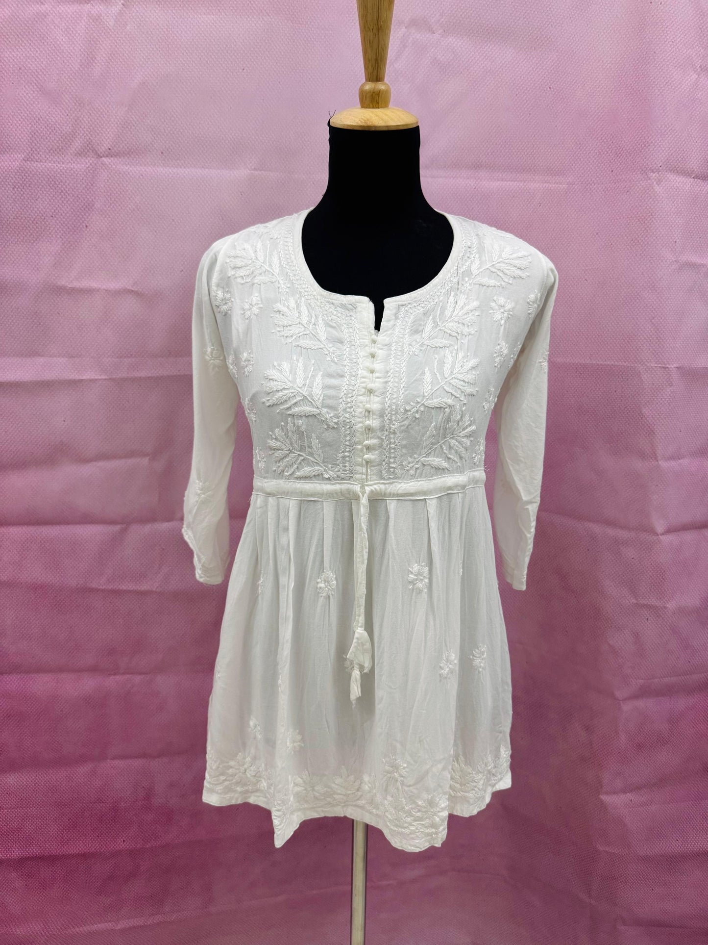 Mulmul Cotton Frock Kurti with Chikankari Embroidery