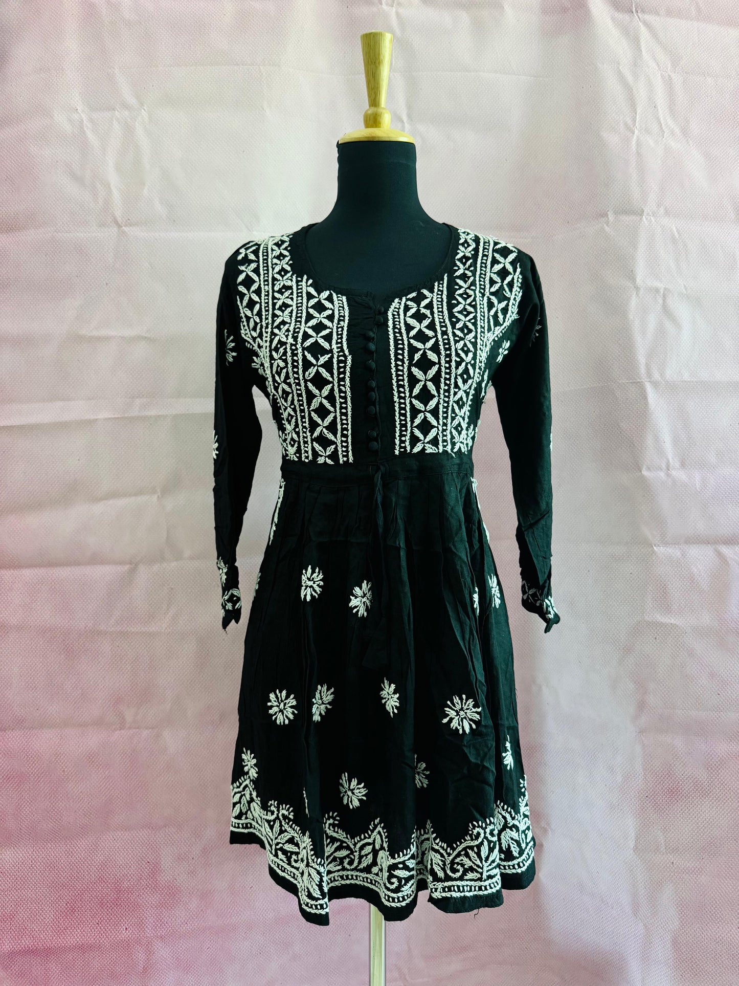 Mulmul Cotton Frock Kurti with Chikankari Embroidery