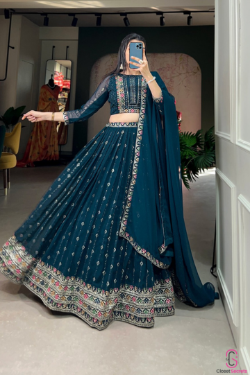 Blue Lehenga Choli Dark Blue