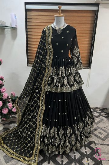 Faux georgette lehenga with sequence work | Closetsecrets