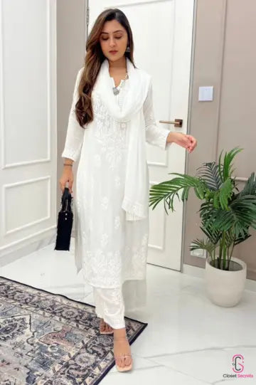 Summer muslin suit set with duptta | Closetsecrets