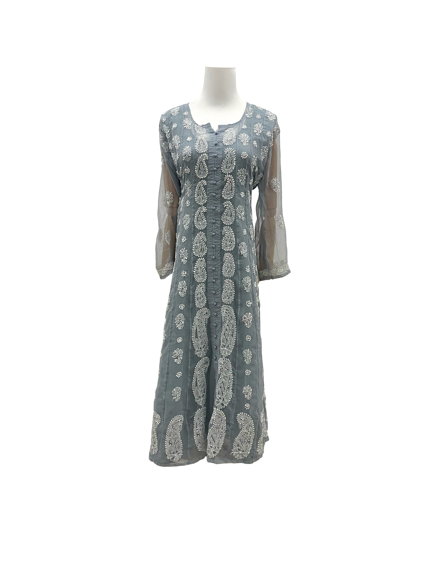 Front Open Anarkali Grey