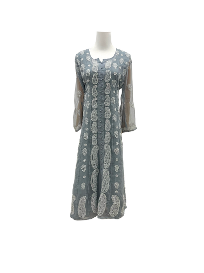 Front Open Anarkali Grey