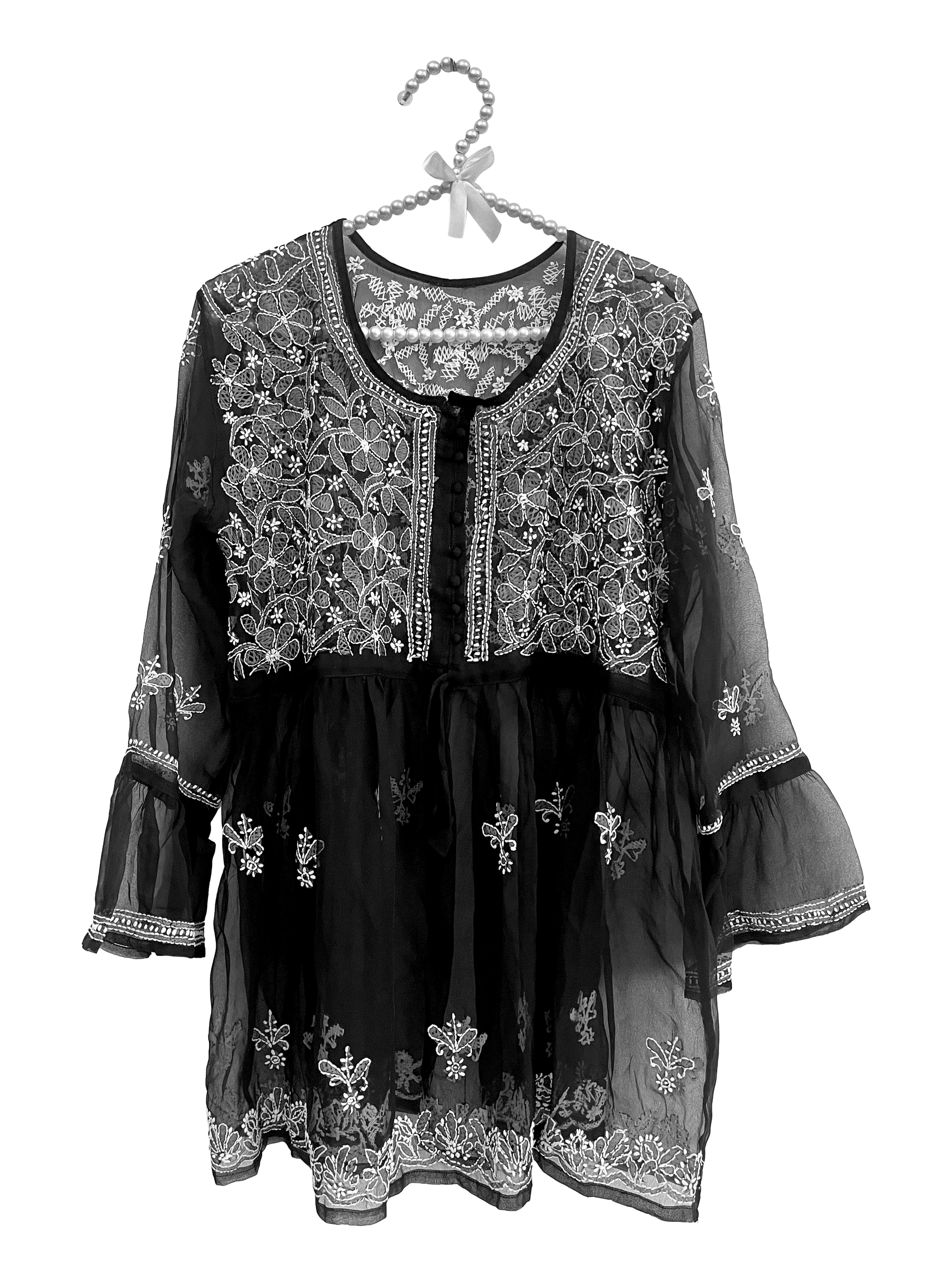 Georgette Frock Kurti Black