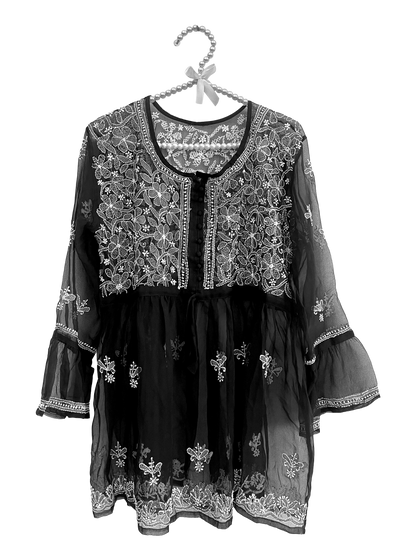 Georgette Frock Kurti Black