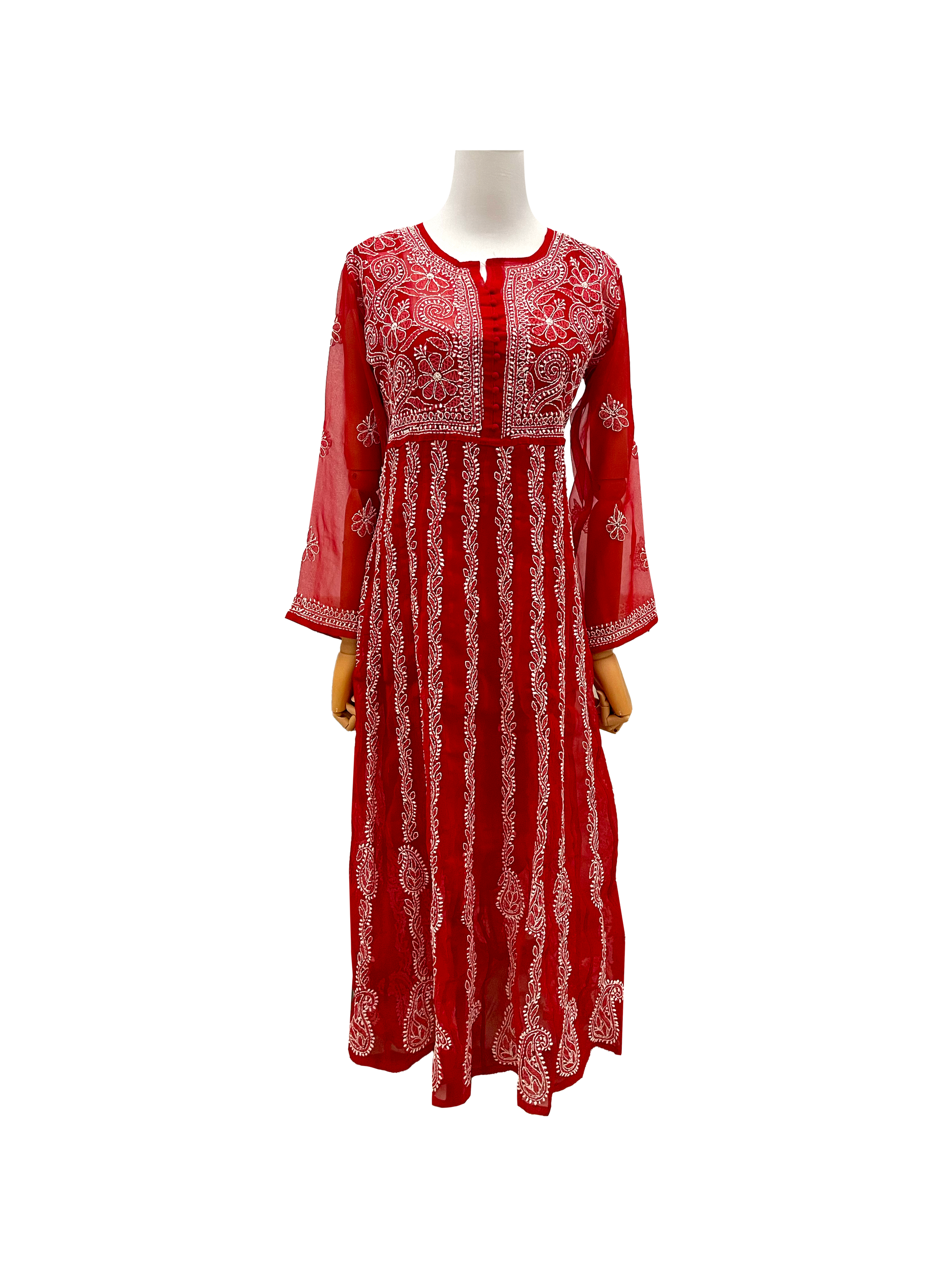 Georgette Anarkali all over work Maroon