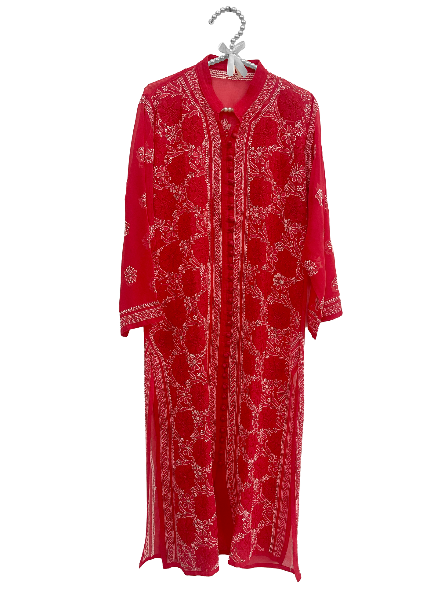 Long Georgette Kurti Red