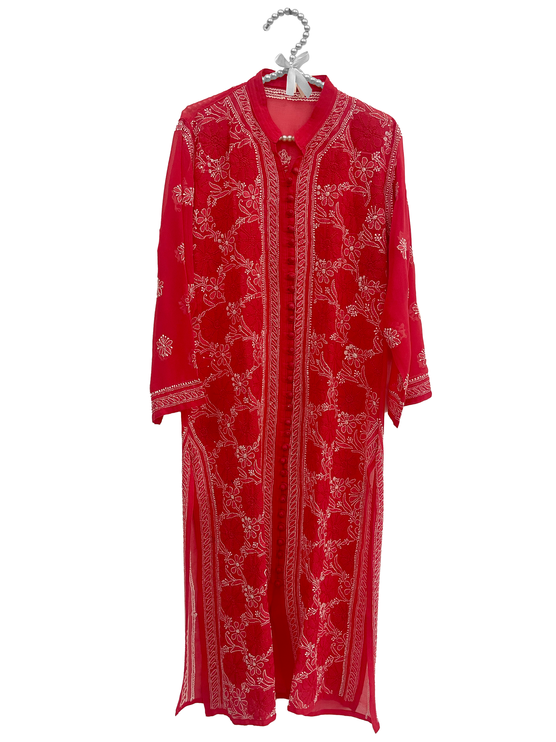 Long Georgette Kurti Red