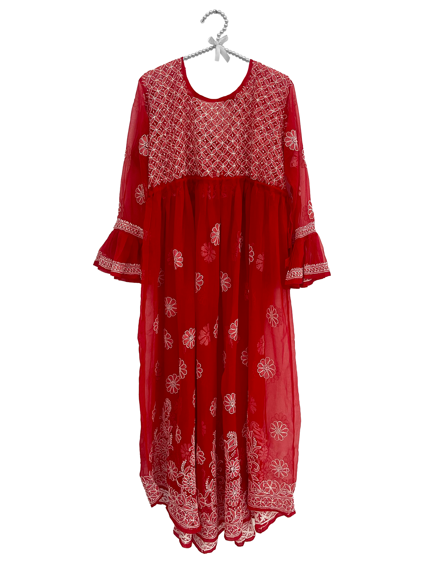 Georgette Full Length Kurti red