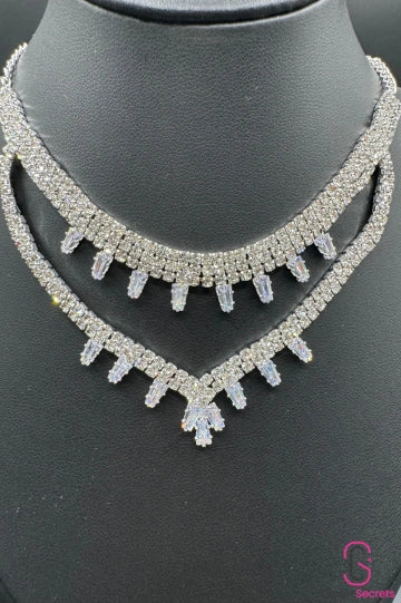 Crystal drop double-layer necklace NL 3 | Closetsecrets