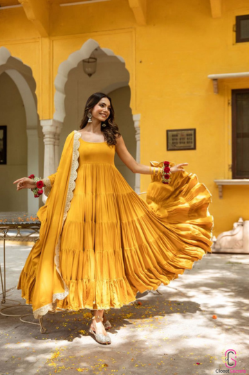 Heavy georgette suit Yellow