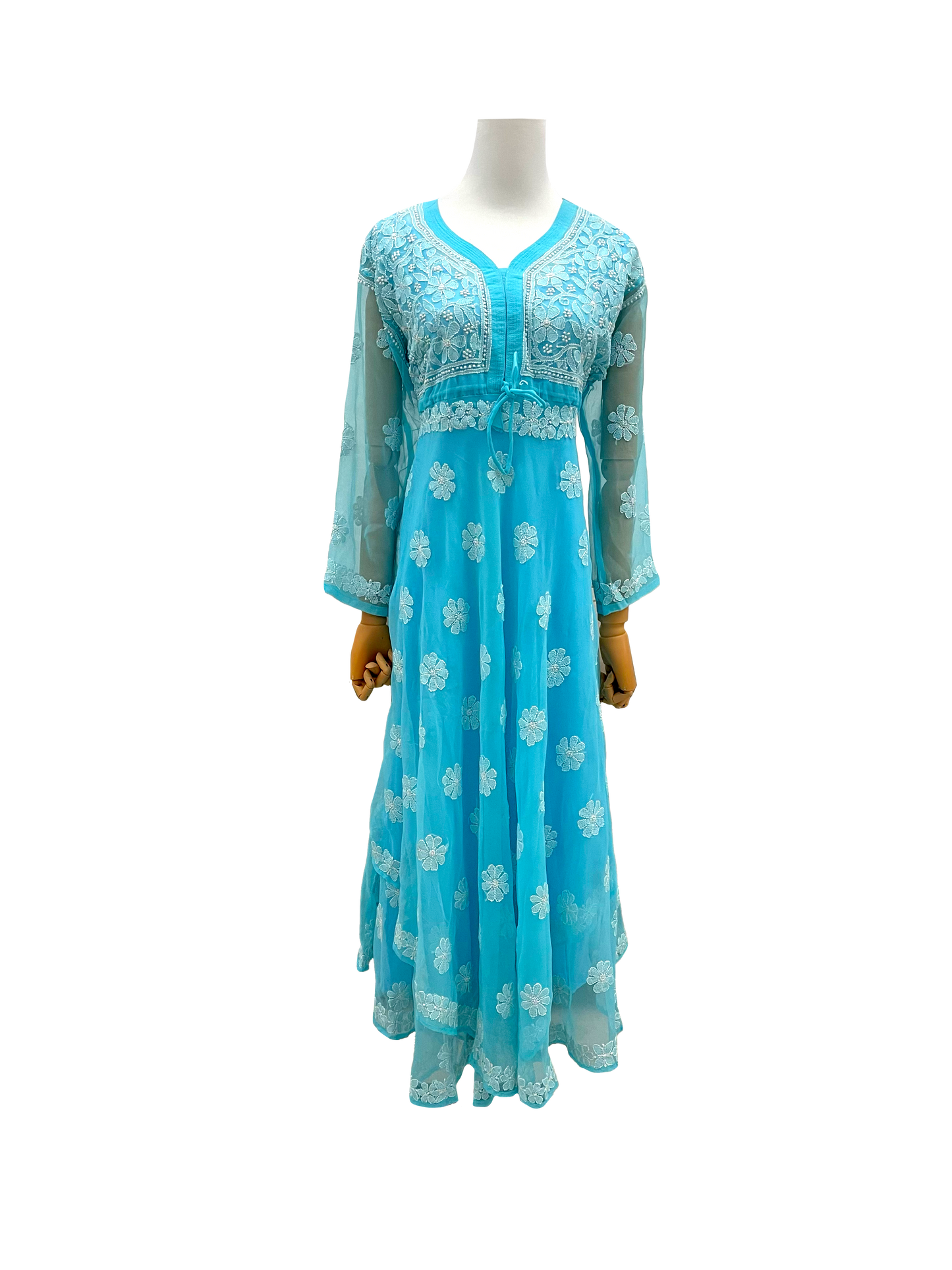 Aline Layered Gown (Georgette) Blue