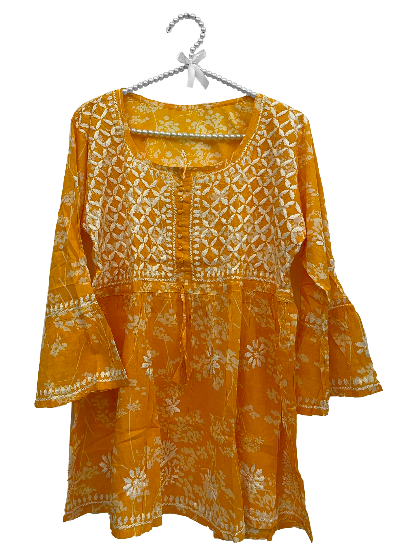 Mulmul cotton short kurti Dark Yellow