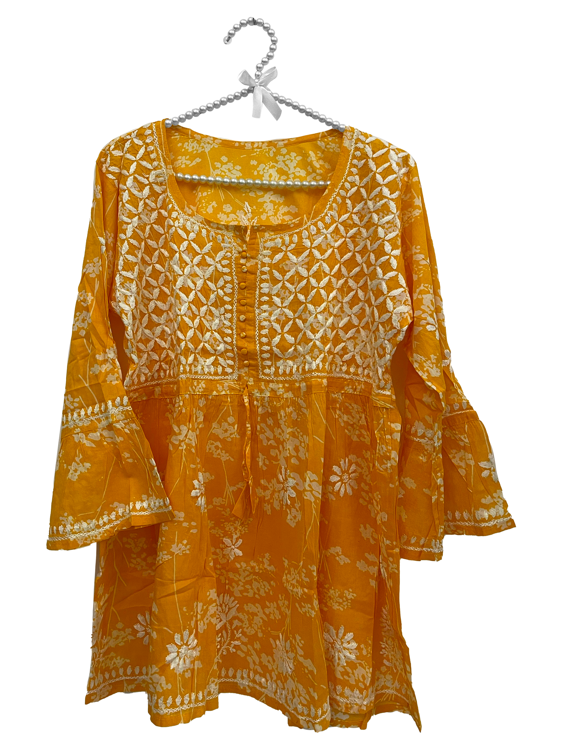 Mulmul cotton short kurti Dark Yellow