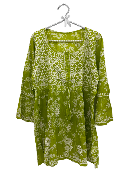 Mulmul cotton short kurti Heena Green