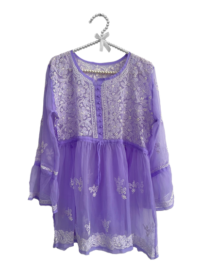 Georgette Frock Kurti Purple