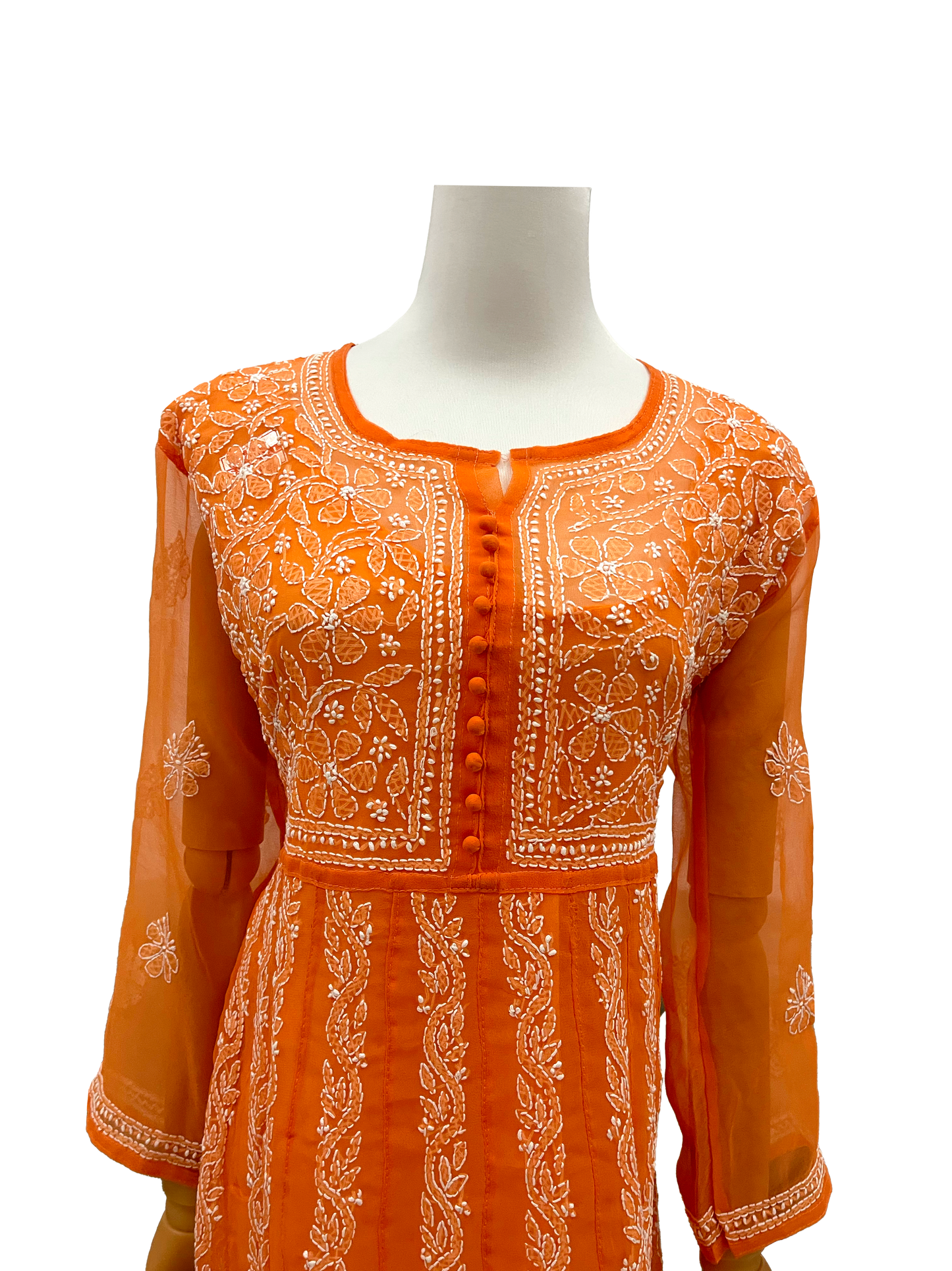 Georgette Anarkali all over work Orange