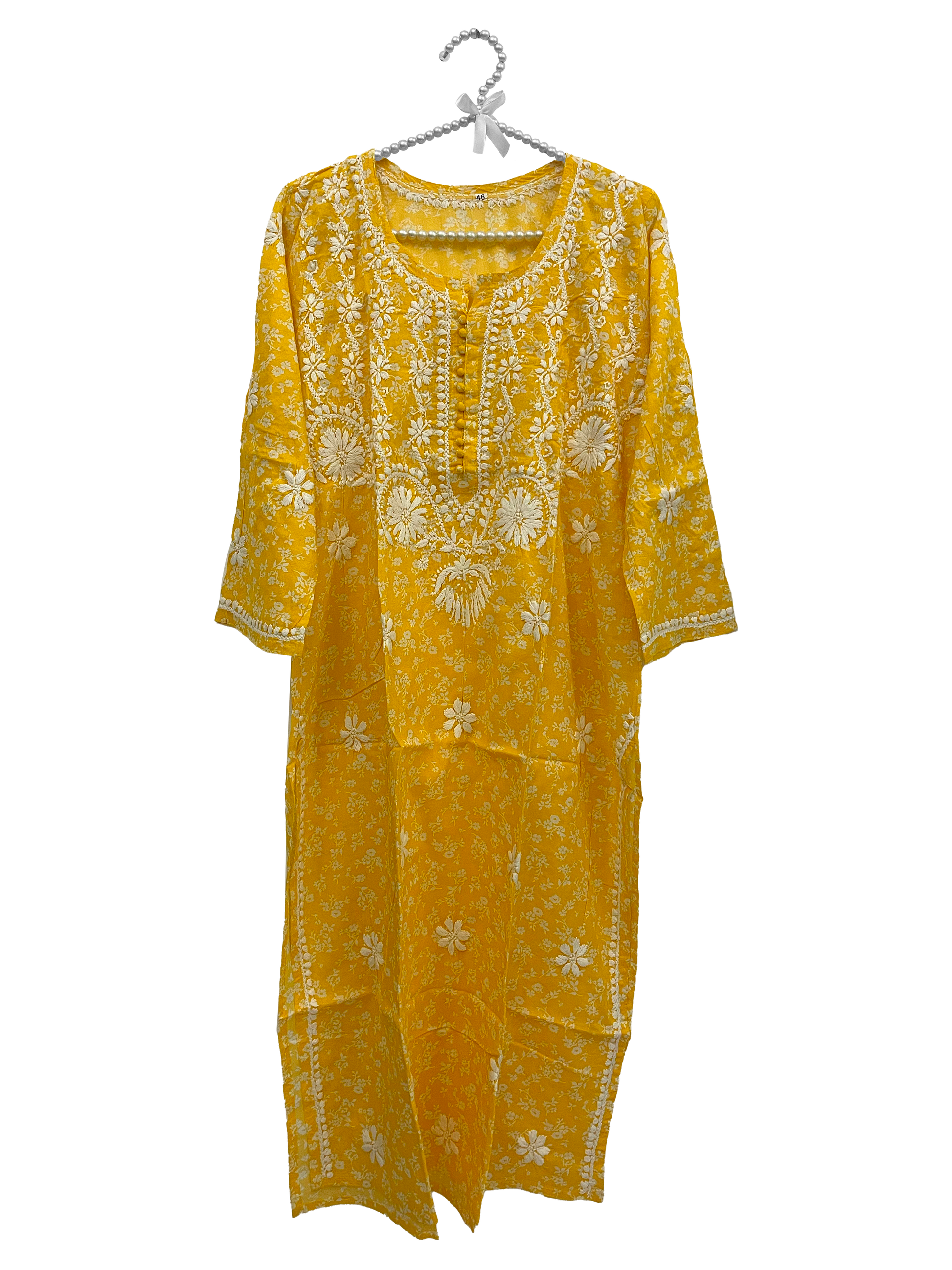 Mulmul Cotton long kurti yellow