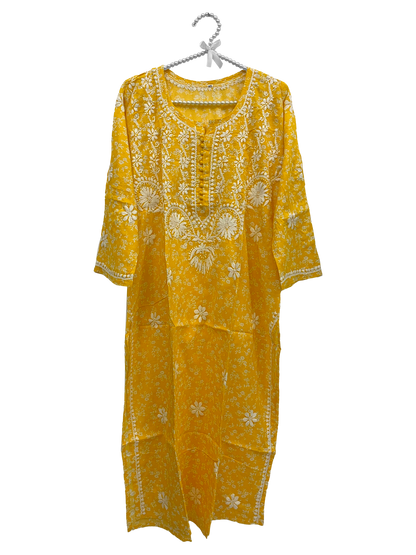 Mulmul Cotton long kurti yellow