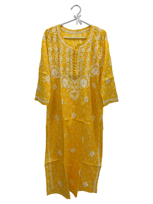 Mulmul Cotton long kurti yellow