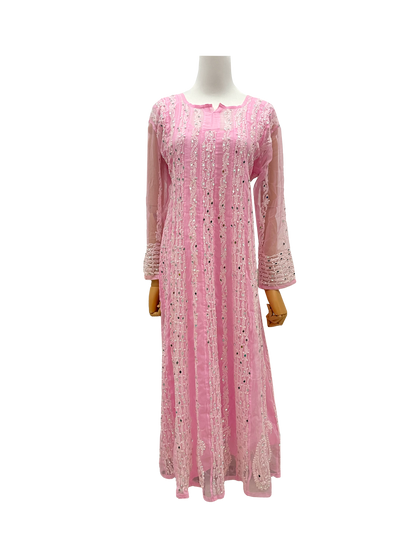 Georgette Full Length Kurti Baby Pink