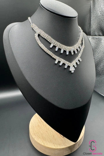 Crystal drop double-layer necklace NL 3 | Closetsecrets