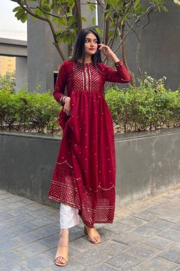 Kurti Plazo Set Red