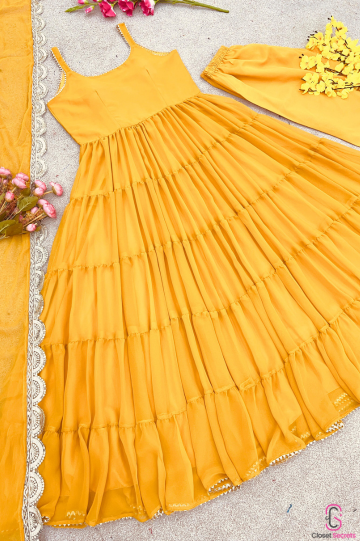 Heavy georgette suit Yellow