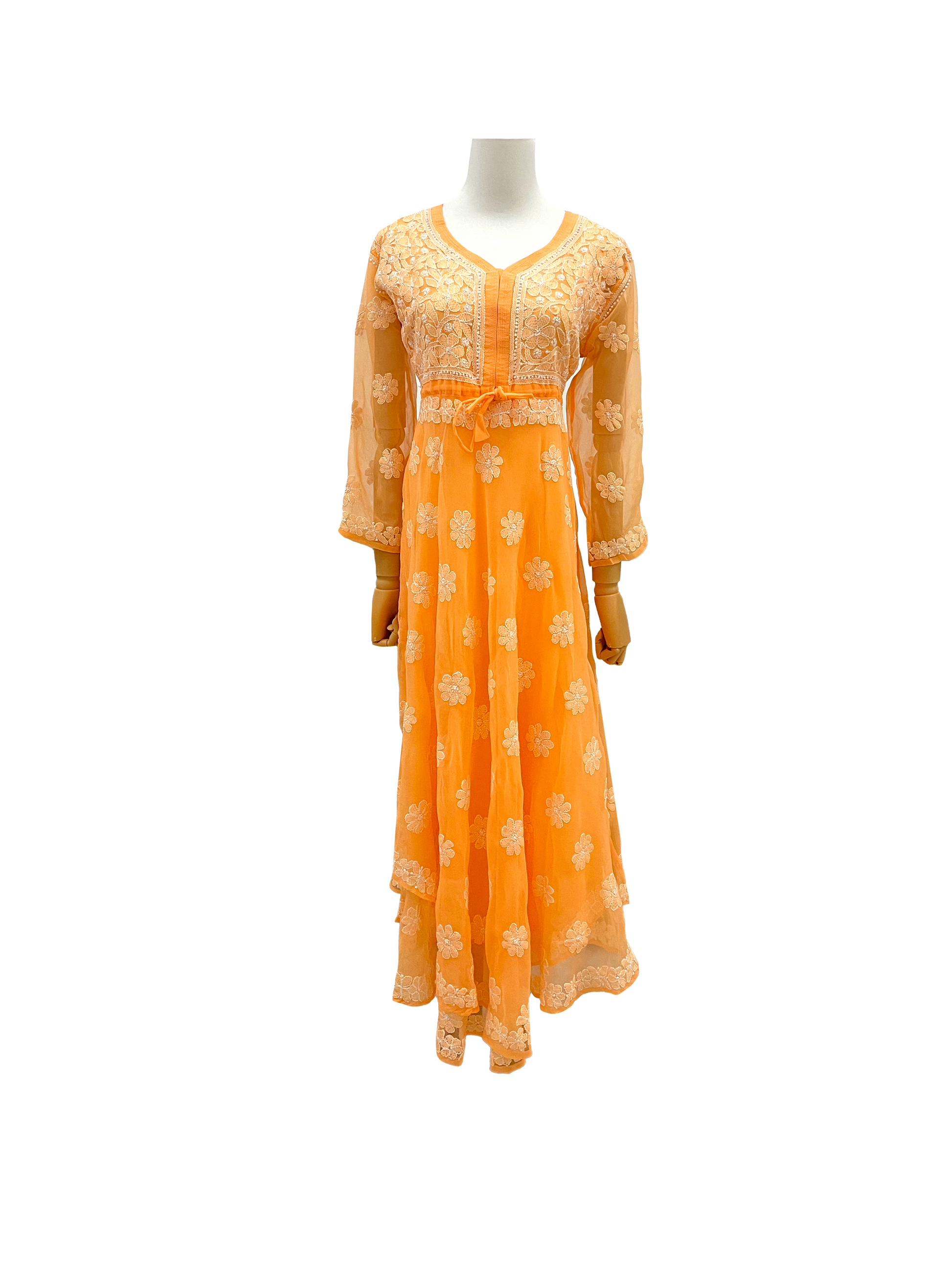 Aline Layered Gown (Georgette) Orange