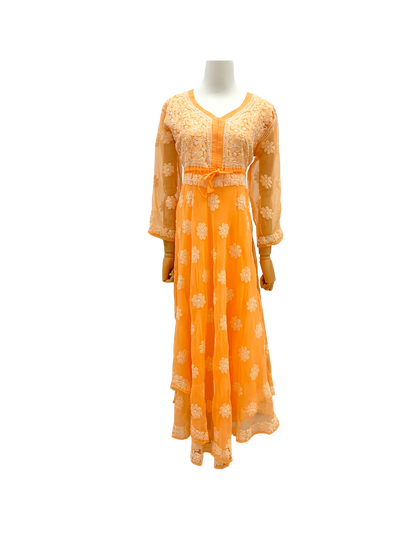 Aline Layered Gown (Georgette) Orange