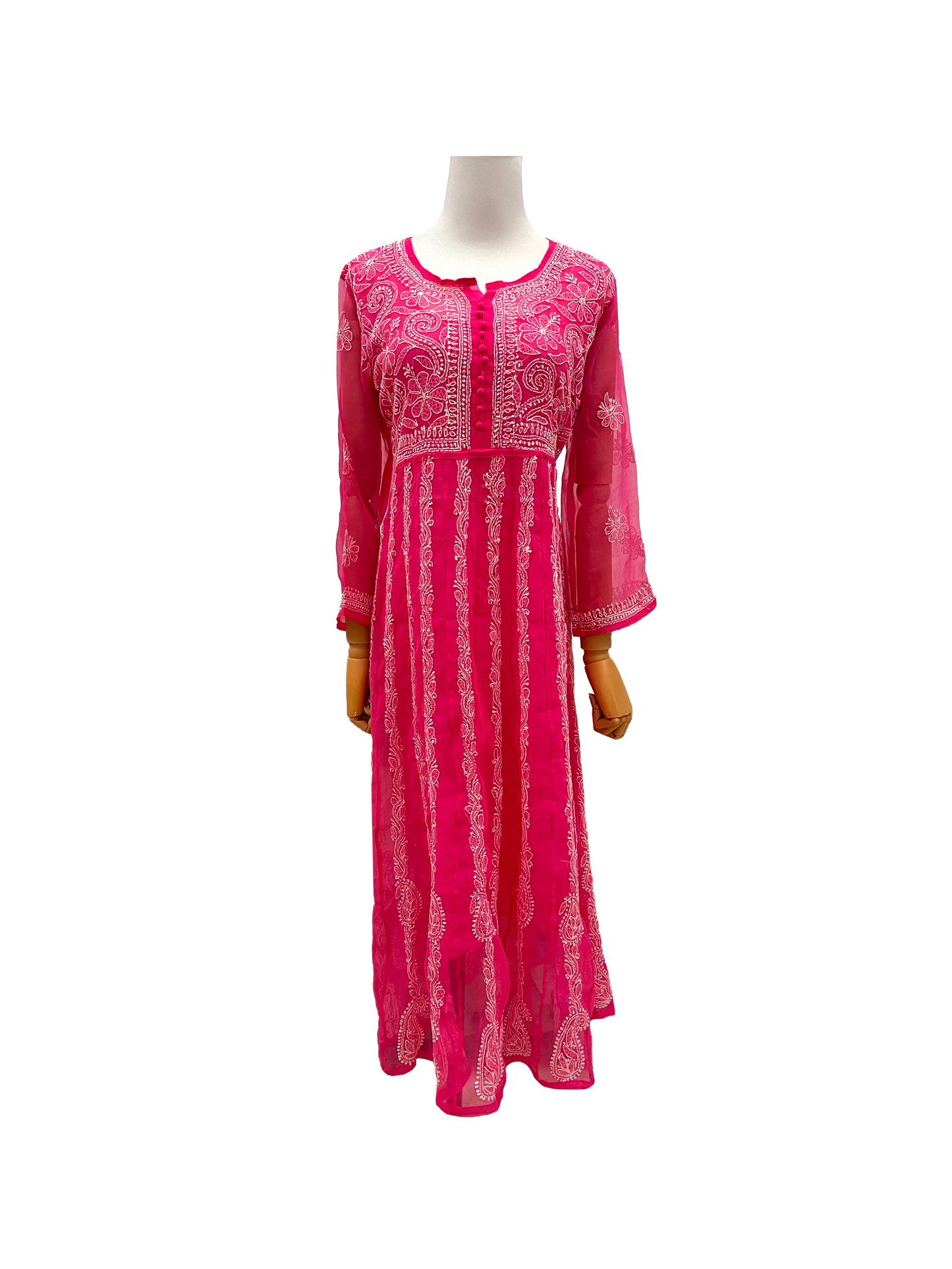 Georgette Anarkali all over work Dark pink