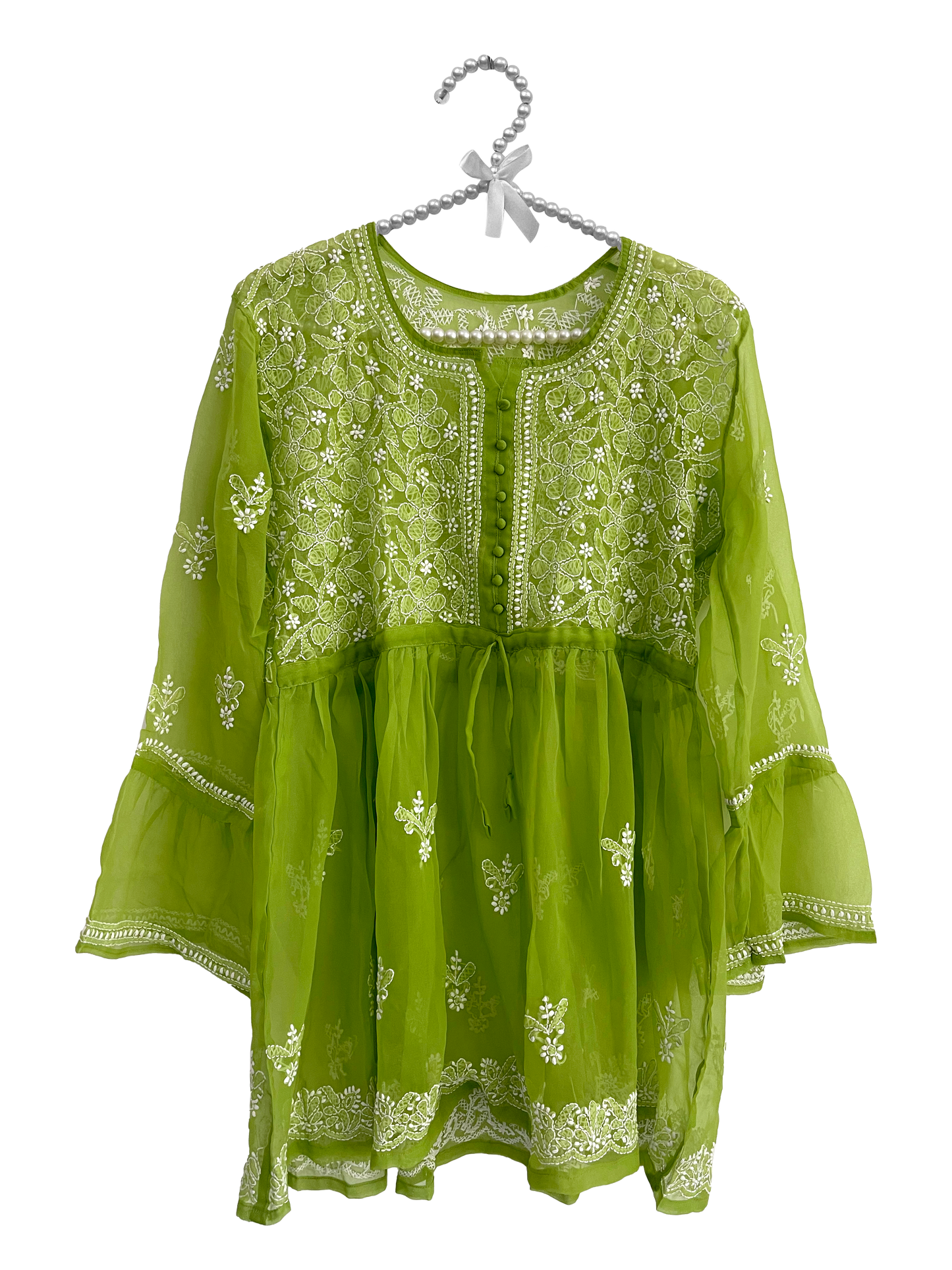 Georgette Frock Kurti Green