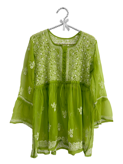 Georgette Frock Kurti Green