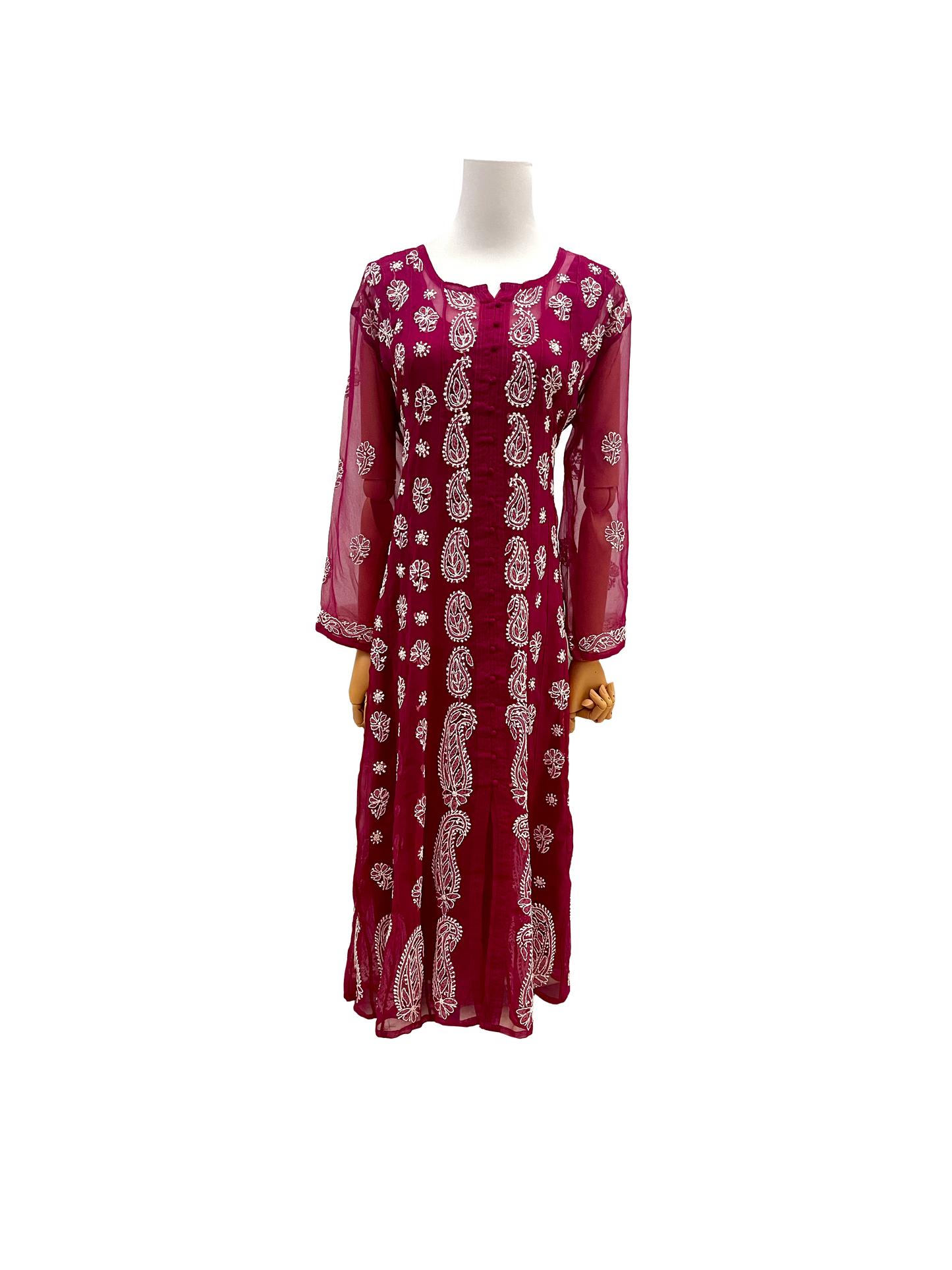 Front Open Anarkali Dark pink