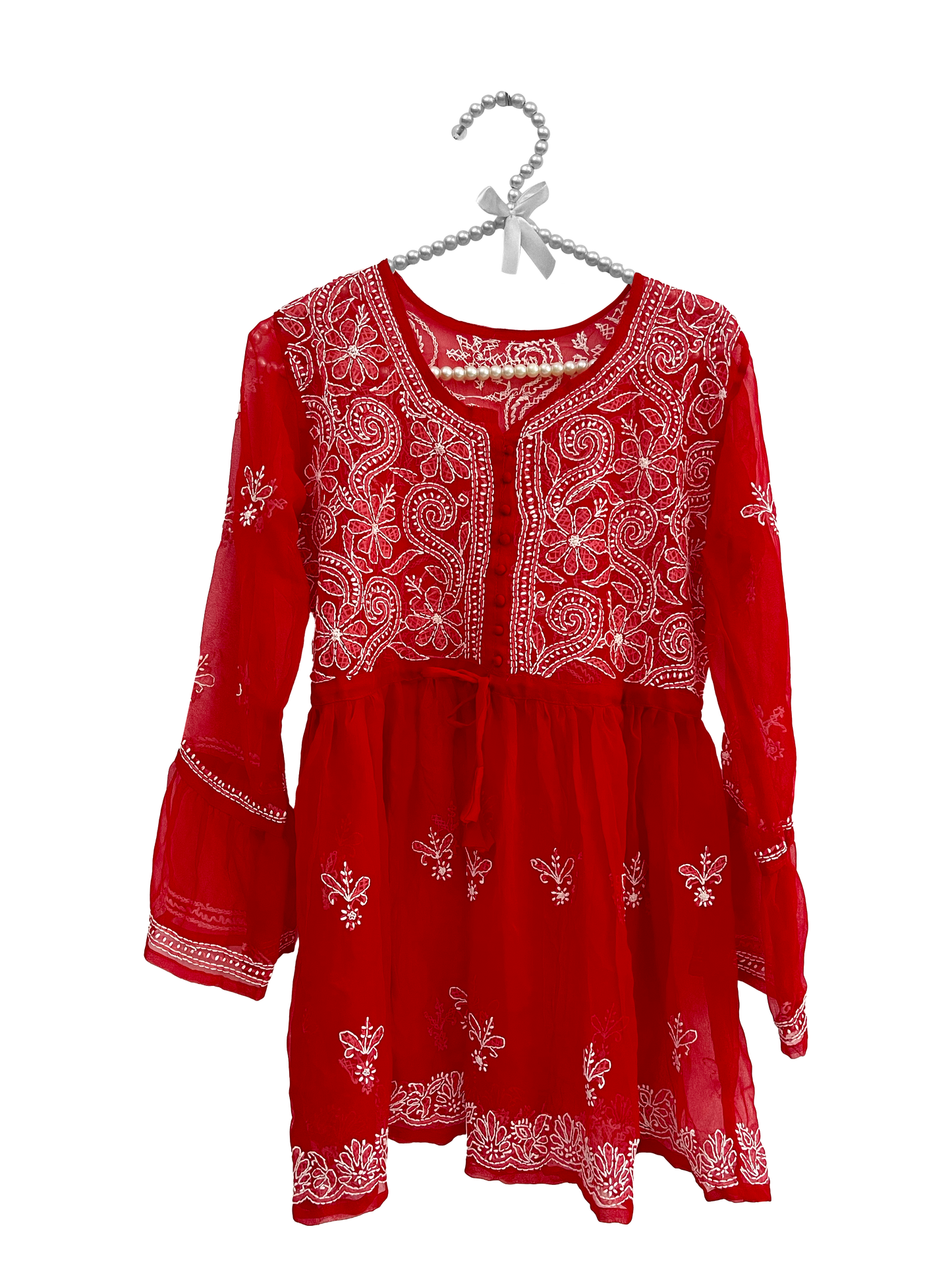 Georgette Frock Kurti Red