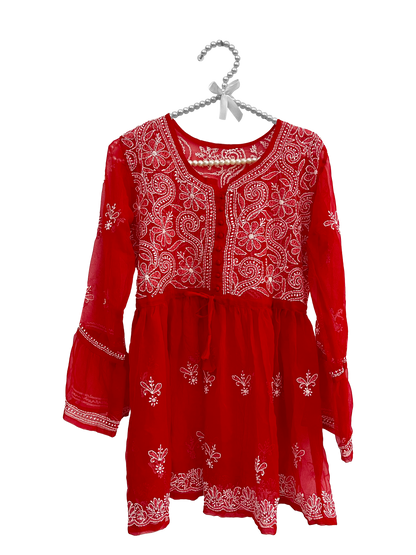 Georgette Frock Kurti Red