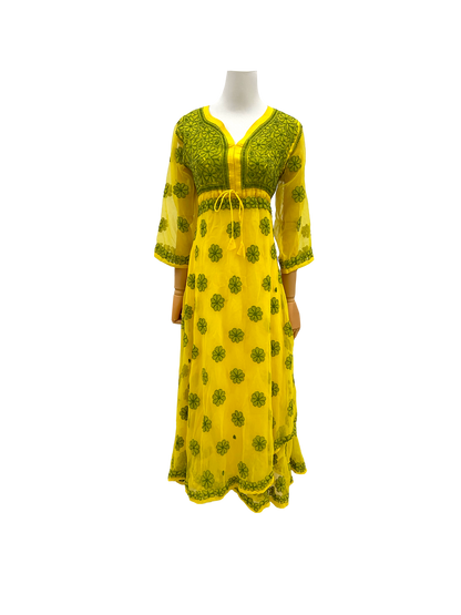 Aline Layered Gown (Georgette) Yellow