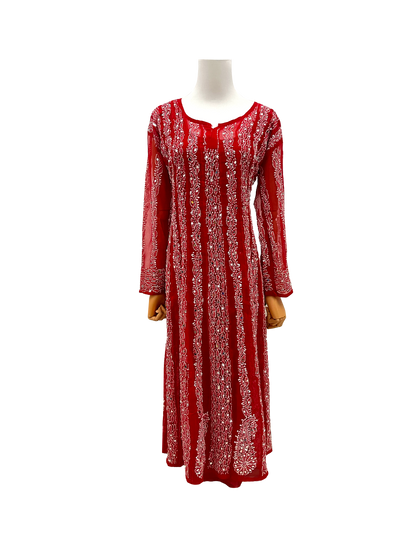 Georgette Full Length Kurti Red