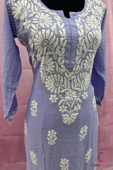 Viscose Georgette Solid 2pc Suit Set - Lavender | Closetsecrets