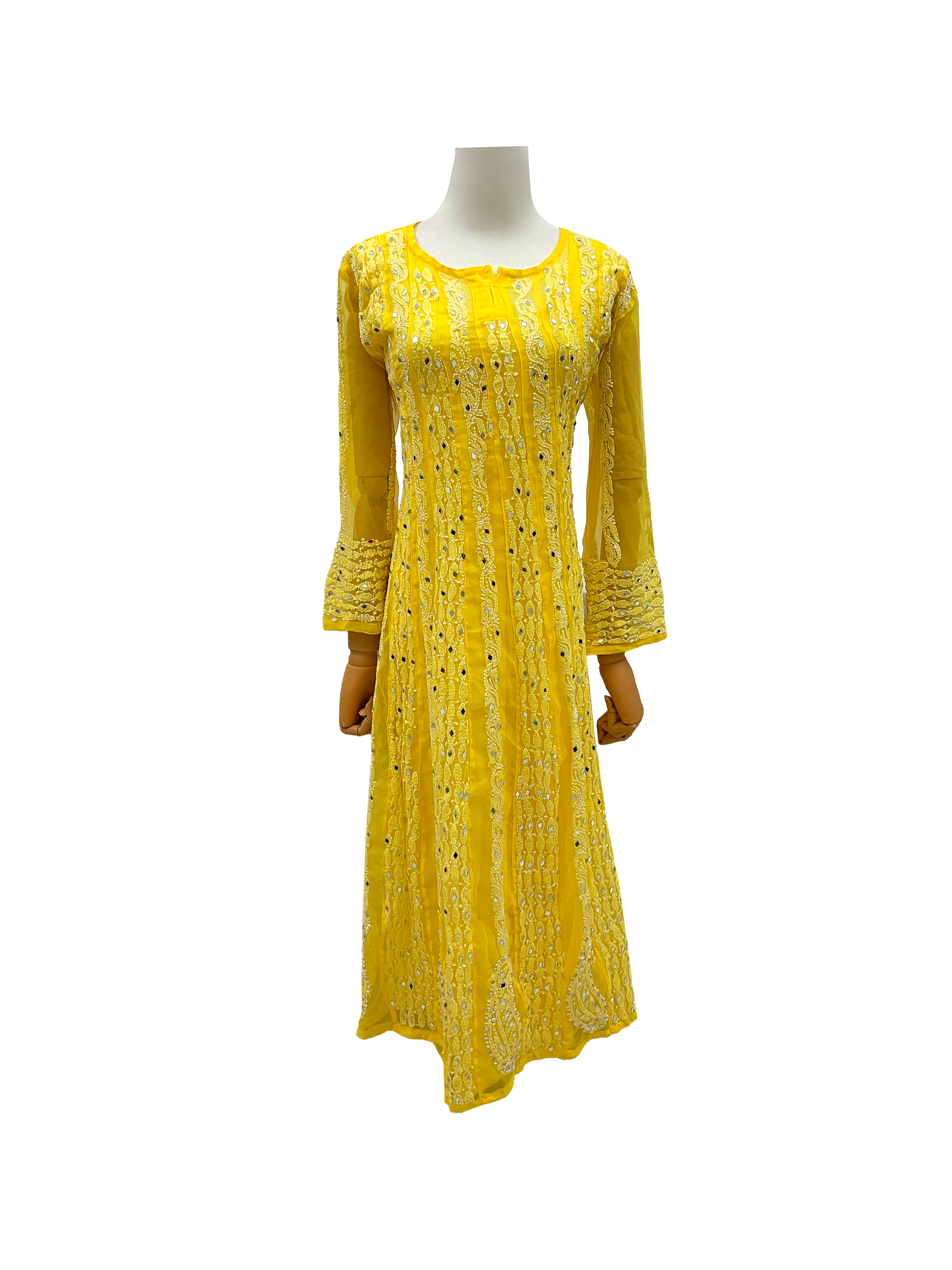 Georgette Full Length Kurti Yellow